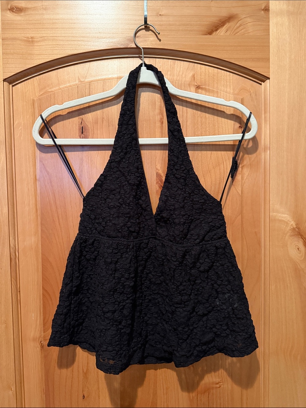 Streetwear Society Black Lace Halter Peplum Camisole